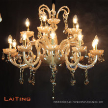 Unique design crystal drop lighting ceramic candle chandelier